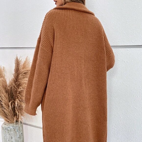 Dual Pocket Drop Shoulder Hooded Cardigan - Picture 2 of 5